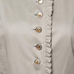 مملوكة مسبقًا Dolce & Gabbana Beige Cotton Ruffle Trim Blazer M