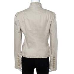 مملوكة مسبقًا Dolce & Gabbana Beige Cotton Ruffle Trim Blazer M