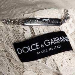 مملوكة مسبقًا Dolce & Gabbana Beige Cotton Ruffle Trim Blazer M
