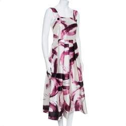 Pre Owned Dolce & Gabbana Bicolor Brushstroke Print Silk Mikado Sundress M
