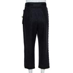 Dolce & Gabbana Grey Brushed Wool Military Cropped Trousers S