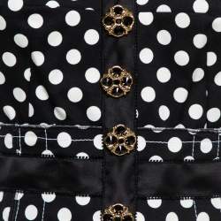 Pre Owned Dolce & Gabbana Monochrome Polka Dot Print Cotton Canvas Dress S