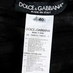 Pre Owned Dolce & Gabbana Monochrome Polka Dot Print Cotton Canvas Dress S