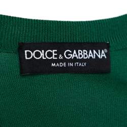 Pre Owned Dolce & Gabbana Green and Multicolor Silk Carretto Siciliano Print Jumper S