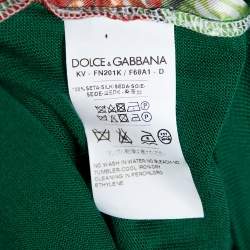 Pre Owned Dolce & Gabbana Green and Multicolor Silk Carretto Siciliano Print Jumper S