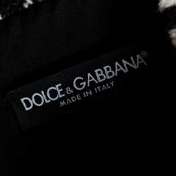 Pre Owned Dolce & Gabbana Black/White Houndstooth Tweed Blend Glitter Detail Midi Dress M