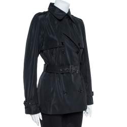 مملوكة مسبقًا Dolce & Gabbana Black Polyester Double Breasted Coat S