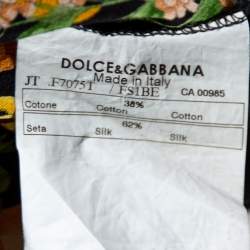مملوكة مسبقًا توب دولتشي أند غابانا بلا أكمام قطن و حرير مطبوع مورد أسود مقاس متوسط (ميديوم)
