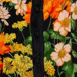 مملوكة مسبقًا توب دولتشي أند غابانا بلا أكمام قطن و حرير مطبوع مورد أسود مقاس متوسط (ميديوم)