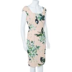 Pre Owned Dolce & Gabbana Pale Pink Hortensia Print Sleeveless Sheath Dress S