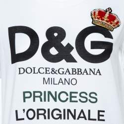 Pre Owned Dolce & Gabbana White Cotton Princess Logo T-Shirt S