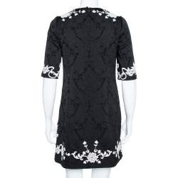 مملوكة مسبقًا Dolce & Gabbana Black Jacquard Contrast Floral Lace Shift Dress S