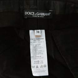 Pre Owned Dolce & Gabbana Black Wool Blend Cropped Trousers S