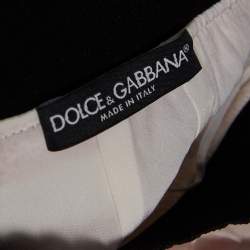 Pre Owned Dolce & Gabbana Bicolor Striped Cotton Embellished Maxi Skirt S