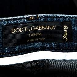 Pre Owned بنطلون جينز دولتشي أند غابانا دينم أزرق نمط ممزق أزرار مزخرفة مقاس صغير - سمول