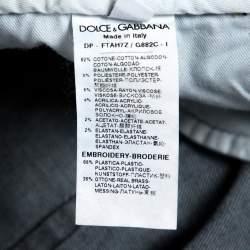 Pre Owned بنطلون جينز دولتشي أند غابانا دينم أزرق نمط ممزق أزرار مزخرفة مقاس صغير - سمول