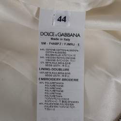 Pre Owned Dolce & Gabbana Monochrome Portrait Appliqué Brocade Skirt M