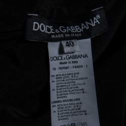 Dolce & Gabbana Black Floral Print Silk Lace Trim Abaya S