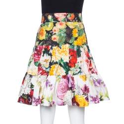 Pre Owned Dolce & Gabbana Multicolor Floral Print Cotton Mini Skirt L