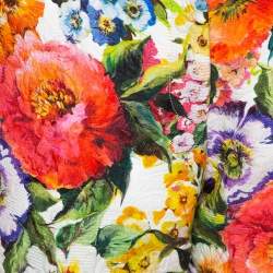 Dolce & Gabbana Multicolor Floral Embossed jacquard Cropped Pants M