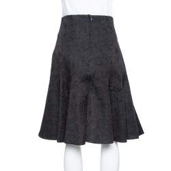 Pre Owned Dolce & Gabbana black Floral Embossed Jacquard Fit & Flare Short Skirt L