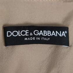 Pre Owned Dolce and Gabbana Olive Green Floral Lace Ruffle Trim Jacket S