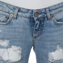 Pre Owned Dolce & Gabbana Blue Denim Distressed Jeans XS 