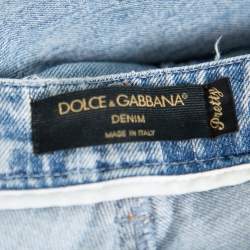 Pre Owned Dolce & Gabbana Blue Denim Distressed Jeans XS 