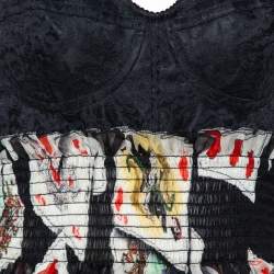 مملوكة مسبقًا Dolce & Gabbana Multicolor Chiffon Cards Print Corset Detail Jumpsuit M