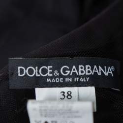 Pre Owned Dolce & Gabbana Black Tulle Ruffle Lace Detail Flared Maxi Dress S