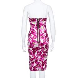 مملوكة مسبقًا Dolce & Gabbana Purple Floral Printed Silk Satin Ruched Midi Dress M