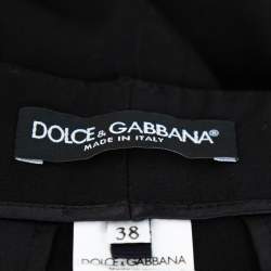 Pre Owned Dolce & Gabbana Black Wool Crepe High Waist Trousers S