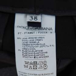 Pre Owned Dolce & Gabbana Black Wool Crepe High Waist Trousers S