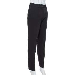 Pre Owned Dolce & Gabbana Black Wool Crepe High Waist Trousers S