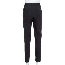 Pre Owned Dolce & Gabbana Black Wool Crepe High Waist Trousers S