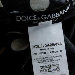 Pre Owned Dolce & Gabbana Two Tone Polka Dot & Leopard Printed Cotton Off Shoulder Dress S