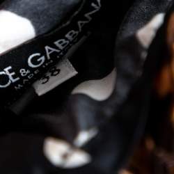 Pre Owned Dolce & Gabbana Two Tone Polka Dot & Leopard Printed Cotton Off Shoulder Dress S