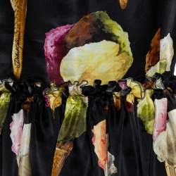 مملوكة مسبقًا Dolce & Gabbana Black Silk Gelato Print Sleeveless Midi Dress S