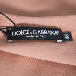 Pre Owned Dolce & Gabbana Salmon Pink Cotton Crewneck T Shirt L