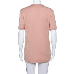 Pre Owned Dolce & Gabbana Salmon Pink Cotton Crewneck T Shirt L