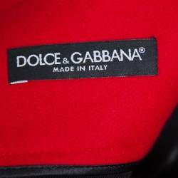 Pre Owned Dolce & Gabbana Black and Red Stretch Wool Button Detail Midi Skirt M