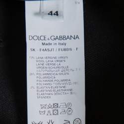 Pre Owned Dolce & Gabbana Black and Red Stretch Wool Button Detail Midi Skirt M