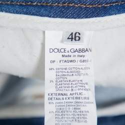 Pre Owned Dolce & Gabbana Blue Denim Faded Skinny Distressed Pretty Jeans L