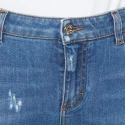 Pre Owned Dolce & Gabbana Blue Denim Faded Skinny Distressed Pretty Jeans L