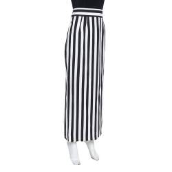 Pre Owned تنورة ماكسي دولتشي أند غبانا كريب مخططة مونوكروم كبير