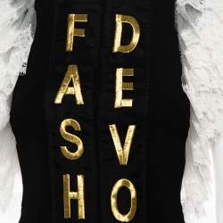 Pre Owned Dolce & Gabbana Black Crepe Lace Detail Fashion Devotion Dress XS