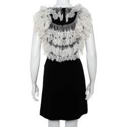 Pre Owned Dolce & Gabbana Black Crepe Lace Detail Fashion Devotion Dress XS