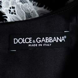 Pre Owned Dolce & Gabbana Black Crepe Lace Detail Fashion Devotion Dress XS