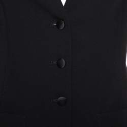 مملوكة مسبقًا فيست دولتشي أند غابانا صوف أسود وبنفسجي نقشة الفهد بأزرار أمامية بلا أكمام مقاس صغير - سمول