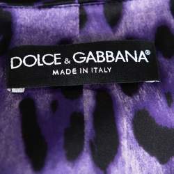 مملوكة مسبقًا فيست دولتشي أند غابانا صوف أسود وبنفسجي نقشة الفهد بأزرار أمامية بلا أكمام مقاس صغير - سمول